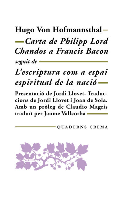 Portada Carta de Philipp Lord Chandos a Francis Bacon